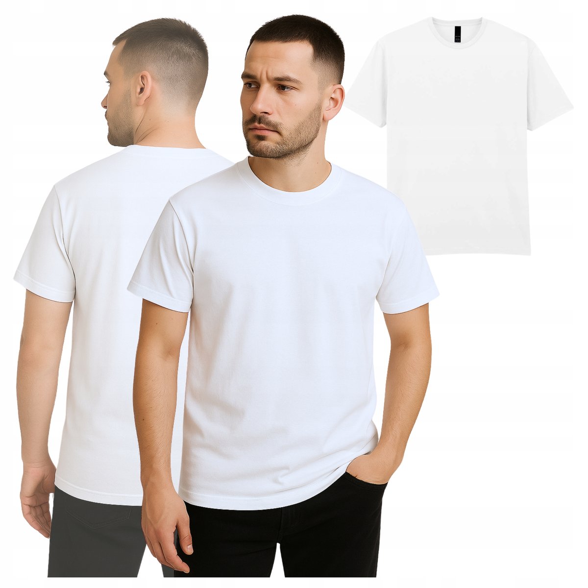 T-SHIRT męski Koszulka męska biała robocza Oddychająca 100% Bawełna r. L