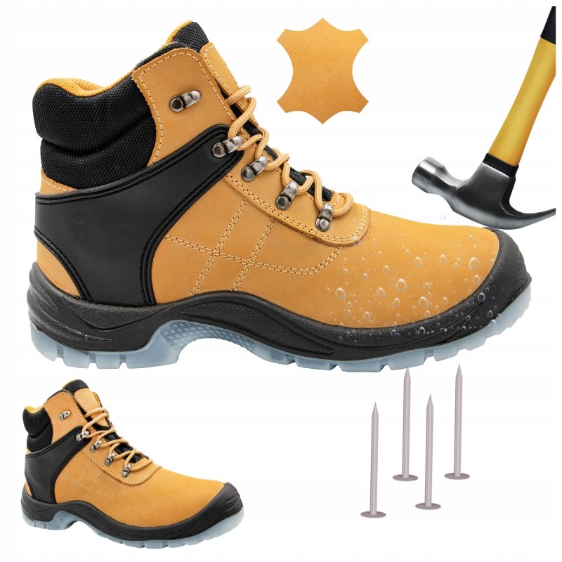 Buty robocze męskie Trzewiki skórzane sportowe Wodoodporne z Noskiem S3 45