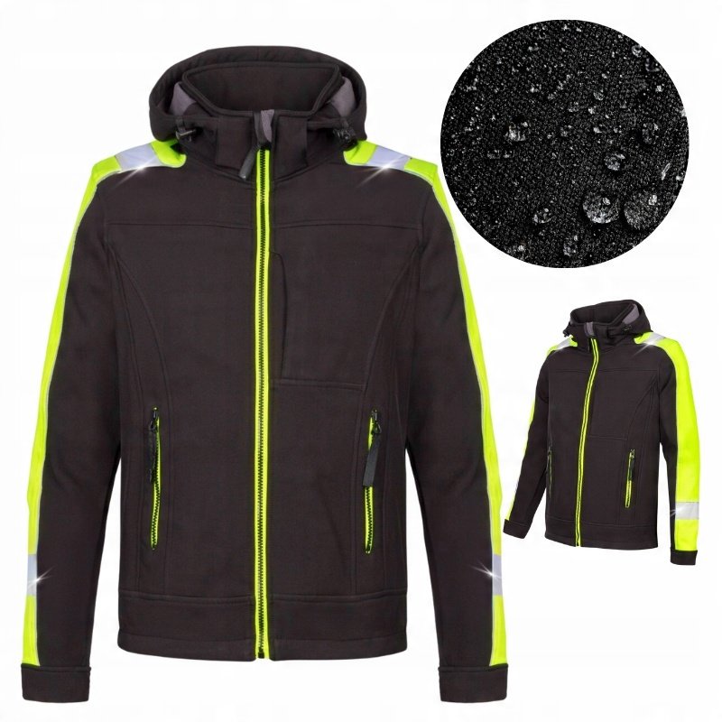 Kurtka robocza męska SOFTSHELL Odblaskowa Wodoodporna BHP z kapturem r. L
