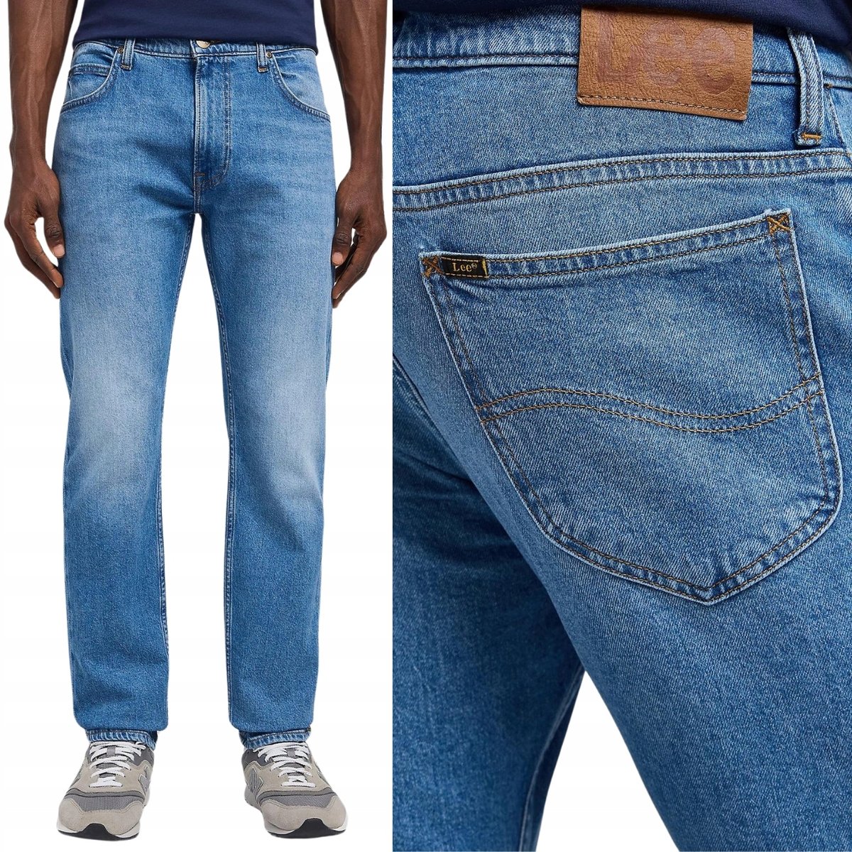 Lee RIDER SLIM Pool Side DżINS dopasowane spodnie jeansowe na lato W33 L30