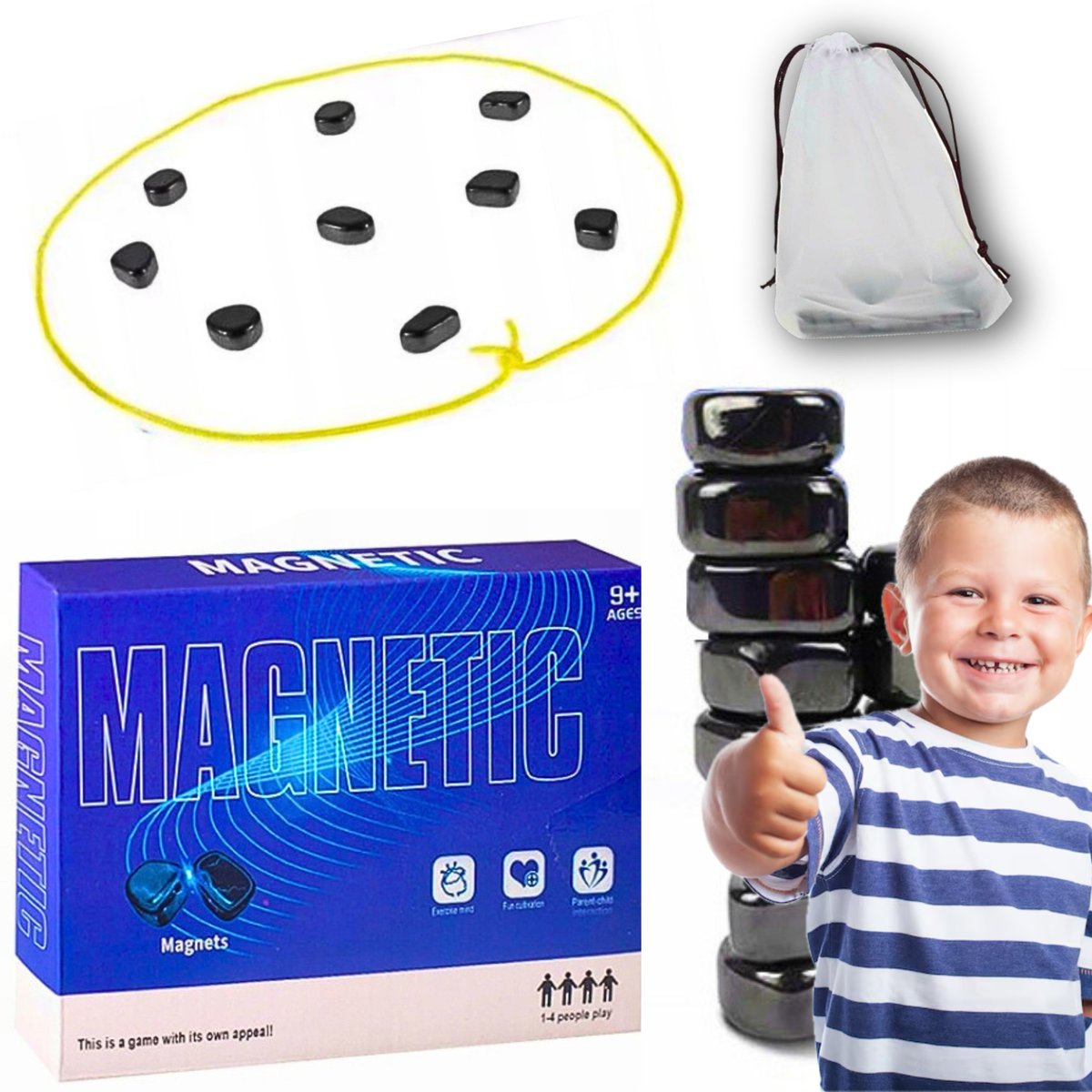 MAGNETYCZNA GRA W KAMIENIE MAGNETYCZNE GRA EDUKACYJNE ZESTAW 30 szt