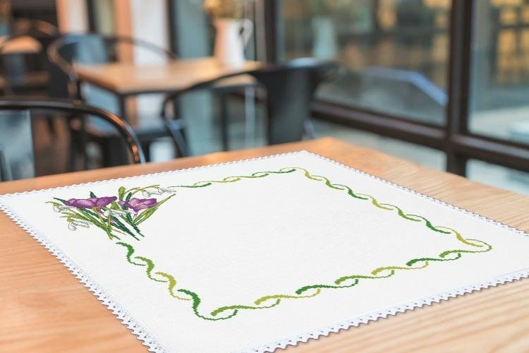 Haft krzyżykowy - Zestaw do haftu - Serwetka - Przedwiośnie