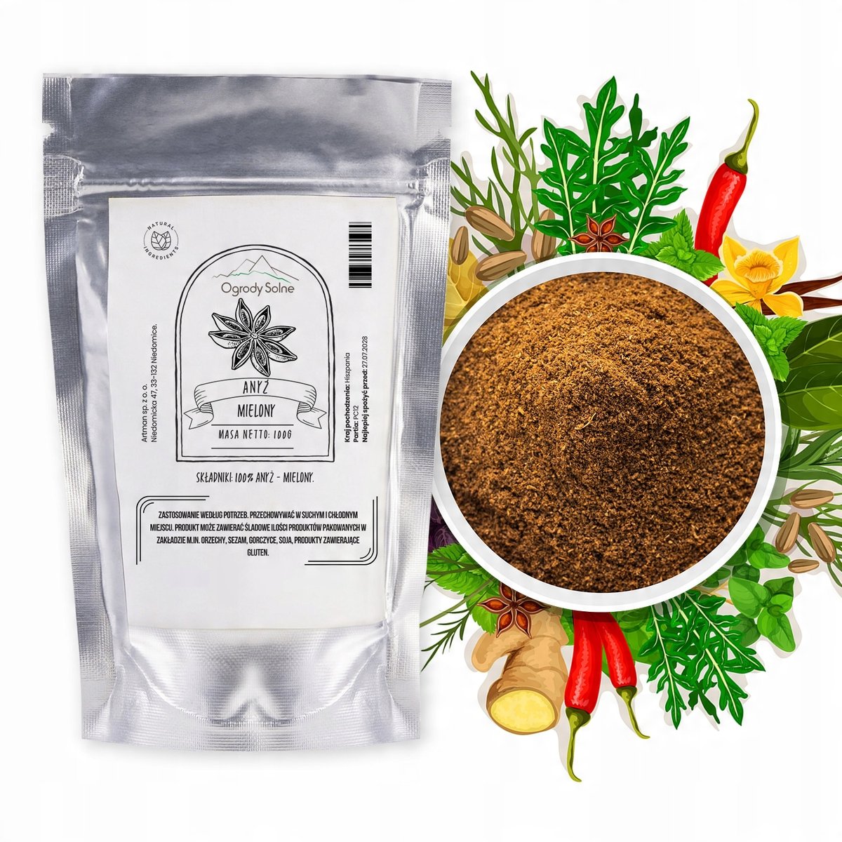 Przyprawa Anyż mielony 100 g wysokiej jakości naturalny aromatyczny świeży