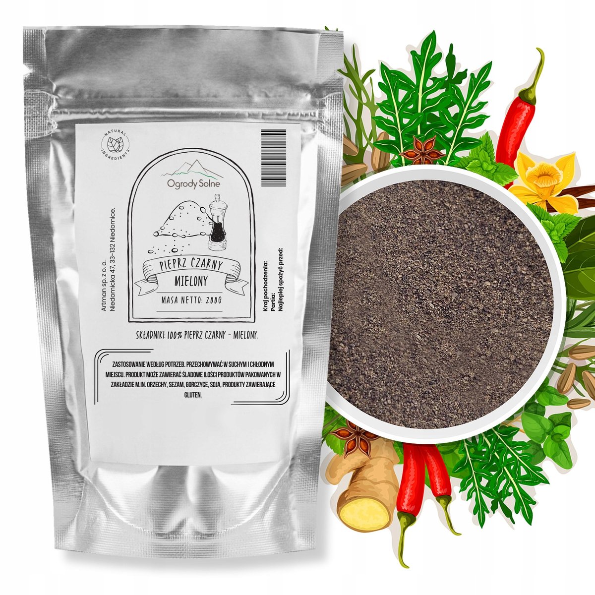 Przyprawa Pieprz czarny mielony 200 g aromatyczne naturalny wysoka jakość