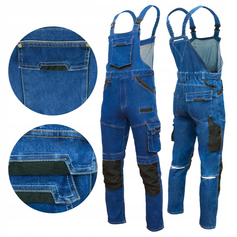 Spodnie Ogrodniczki robocze męskie Jeans Elastyczne Wygodne STRETCH BHP M