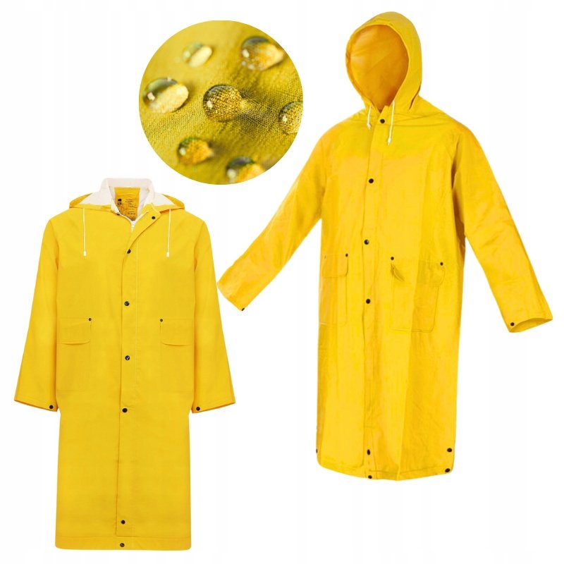 Płaszcz PRZECIWDESZCZOWY SZTORMIAK żółty roboczy z KAPTUREM Uniwersalny 3XL