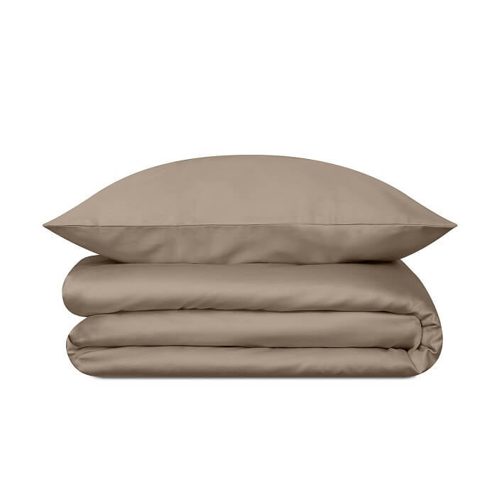 Pościel satynowa taupe 140 x 200 cm + 50 x 60 cm