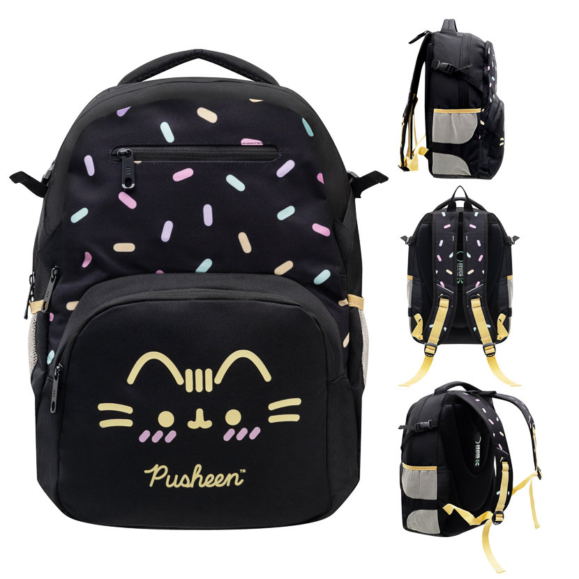 Plecak Szkolny, Pusheen, dwukomorowy, czarny kot