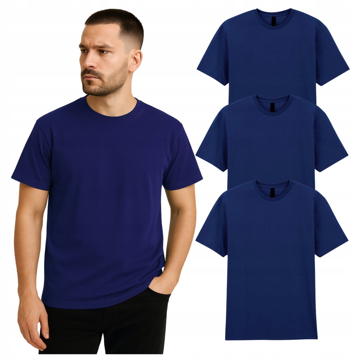 T-SHIRT Koszulka męska robocza Bawełna Amerykańska OEKO-TEX 3 pak ZESTAW L