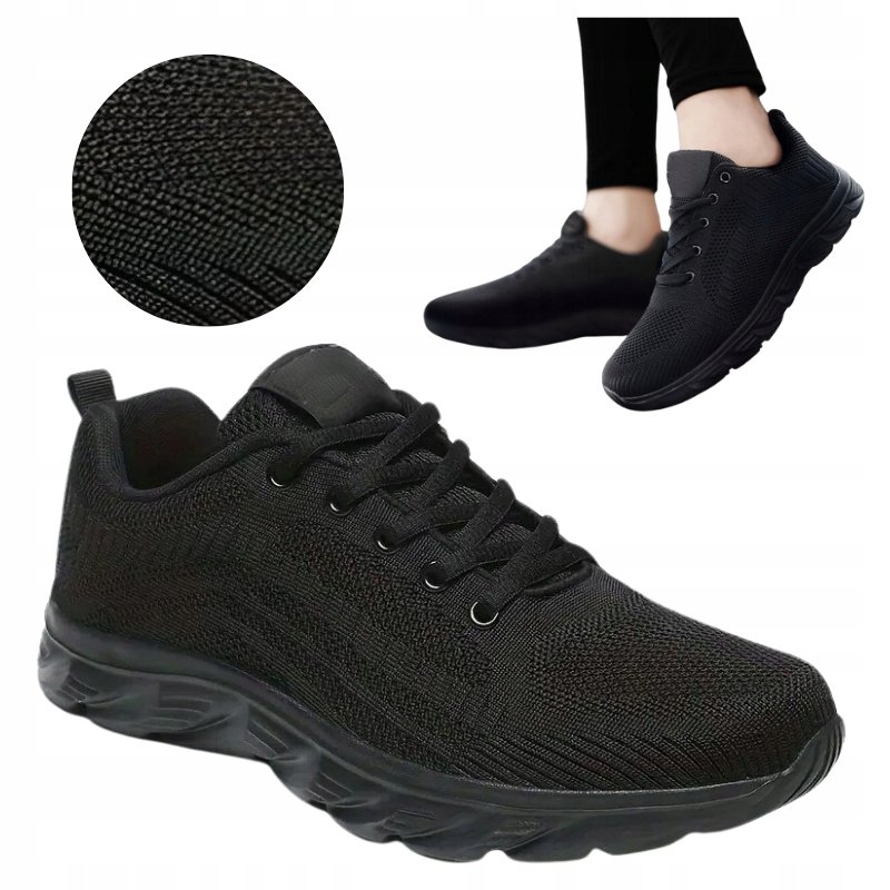 Buty męskie Sportowe robocze półbuty czarne Bardzo Lekkie Oddychające r. 43