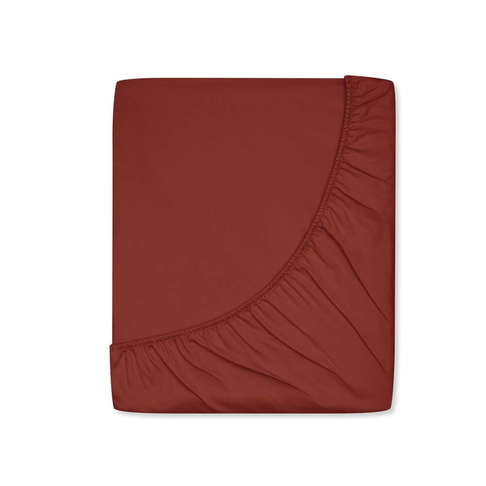 Prześcieradło satynowe z gumką terracotta 140 x 200 cm