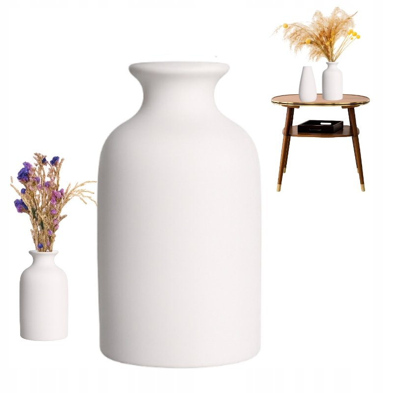 Wazonik ceramiczny biały matowy mały dekoracja hygge skandynawski dom 14,3