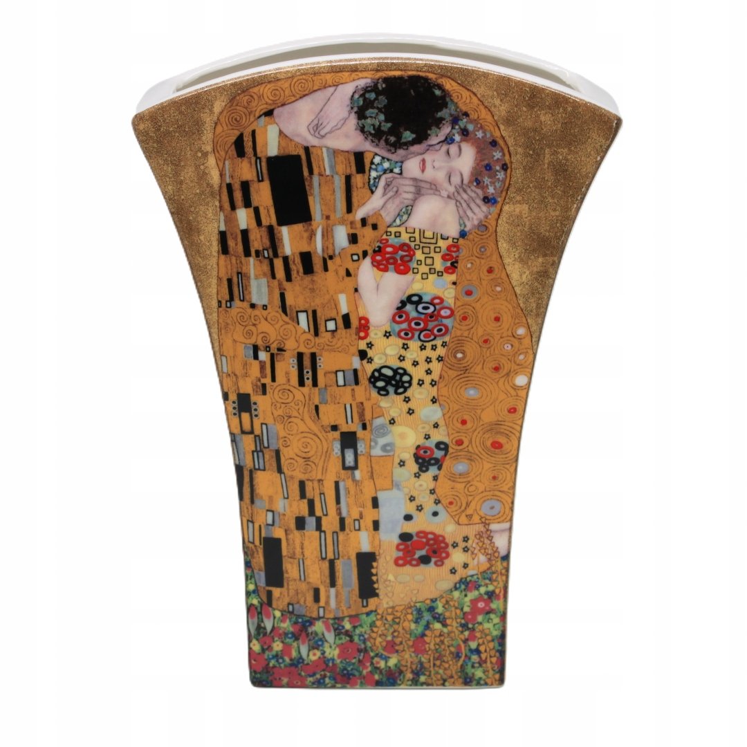 GUSTOWNY PORCELANOWY WAZON NA KWIATY GUSTAV KLIMT POCAŁUNEK
