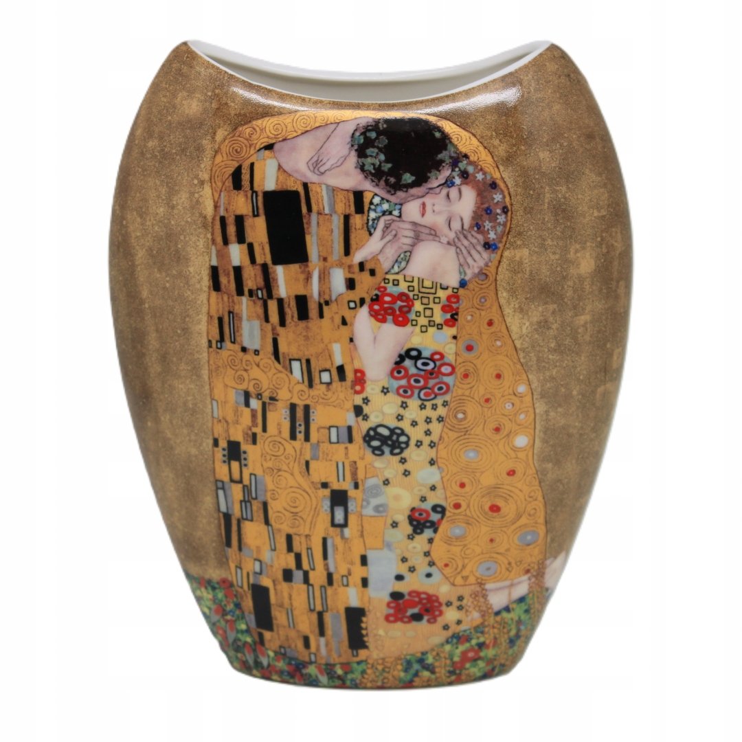 GUSTOWNY PORCELANOWY WAZON NA KWIATY GUSTAV KLIMT POCAŁUNEK