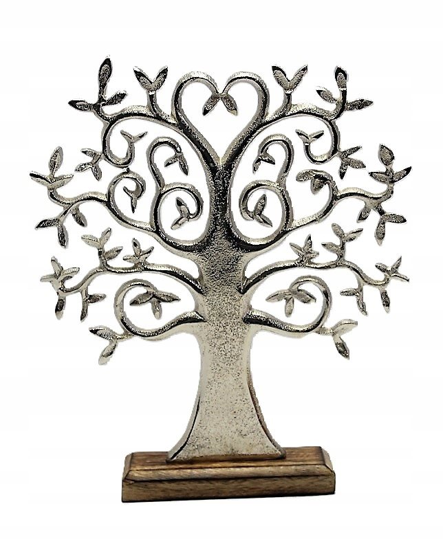 Figura Rzeźba Metalowa Dekoracyjna Srebrna Drzewo