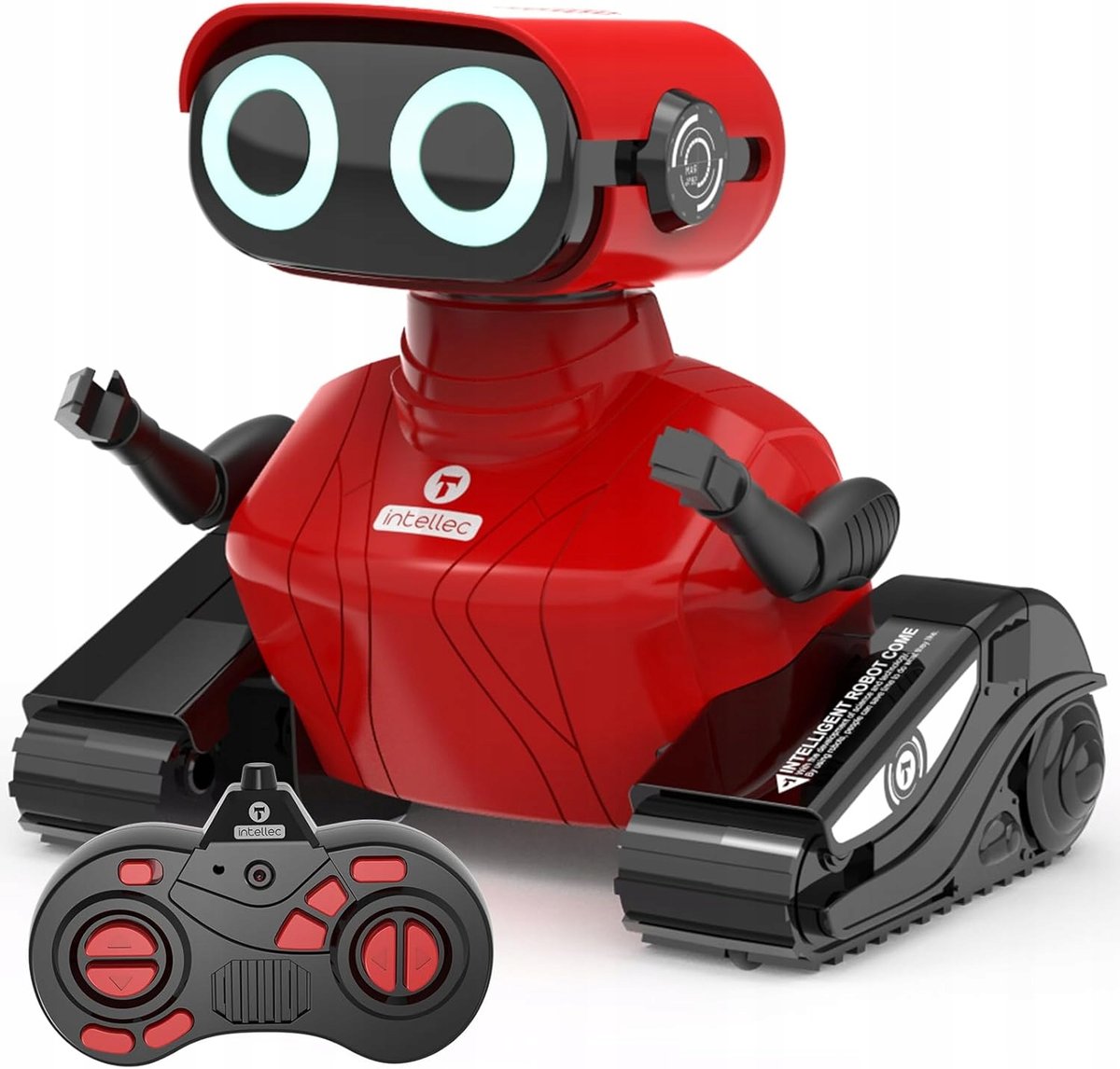 Zabawka RC robot zdalnie sterowany oświetlenie LED grający czerwony 12x13cm