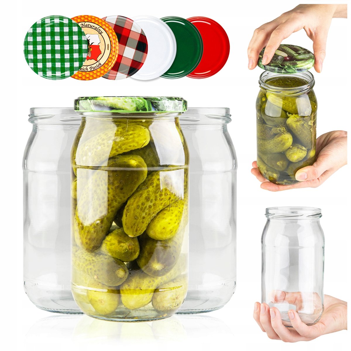 10x Słoik szklany 815ml na miód przetwory dżem ogórki sok + zakrętka fi82