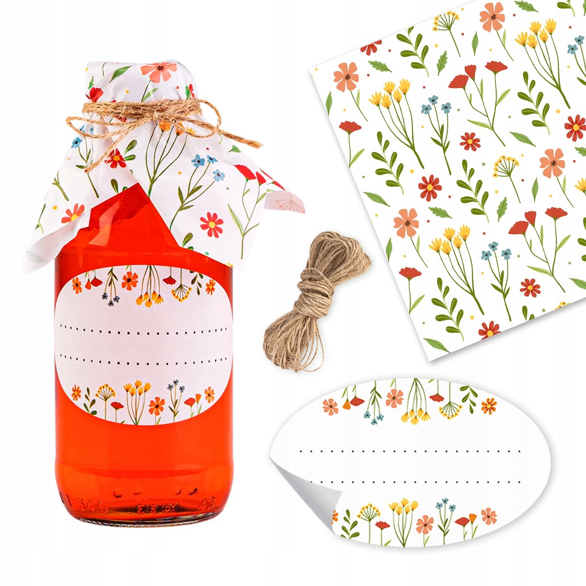 10x NAKLEJKI SAMOPRZYLEPNE ETYKIETY + KAPTURKI SERWETKI NA SŁOIKI PRZETWORY