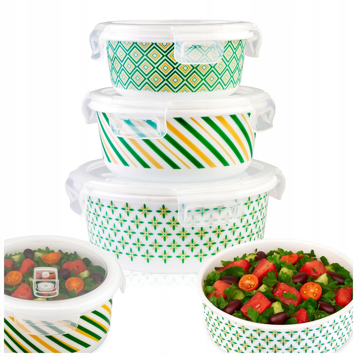 3x szklane pojemniki na żywność ciasto deserki do przechowywania żywności