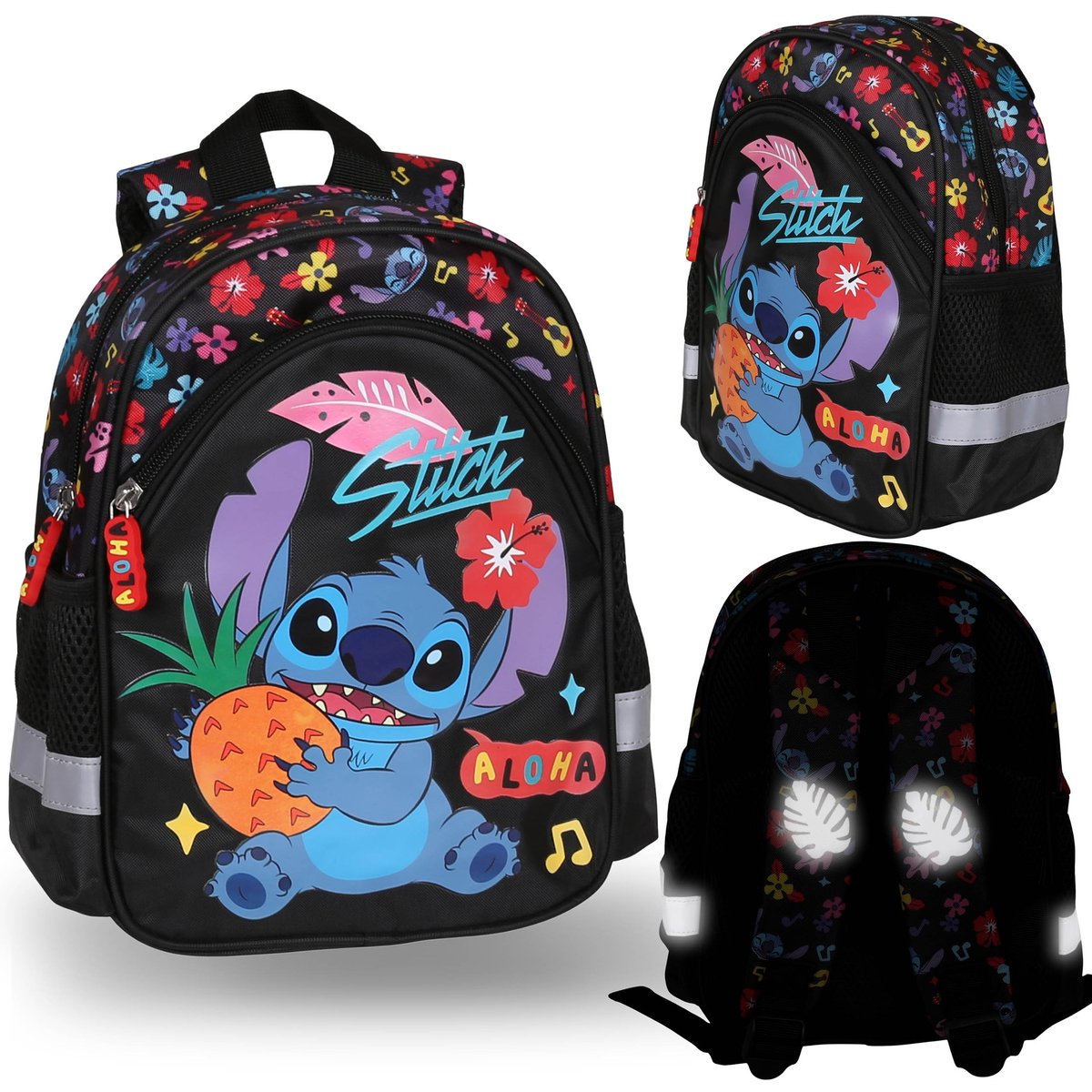 DISNEY Stitch ALOHA Mały plecak dla dziewczynki, plecak przedszkolny WYCIECZKOWY z odblaskami 23x28x13cm