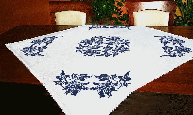 Haft krzyżykowy - Zestaw do haftu - Obrus - Chińska porcelana I