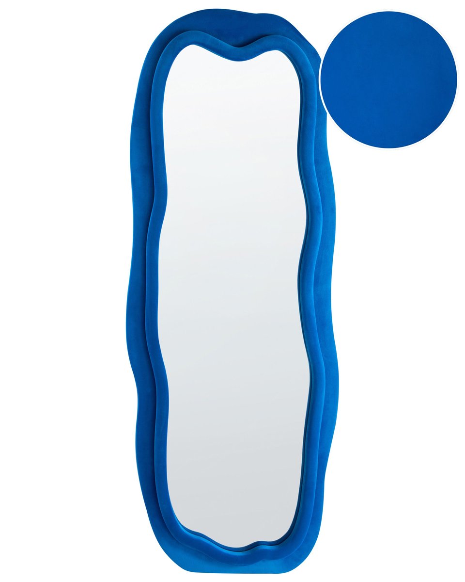 Lustro ścienne BEAUNE 56 cm 160 cm Welur Niebieski