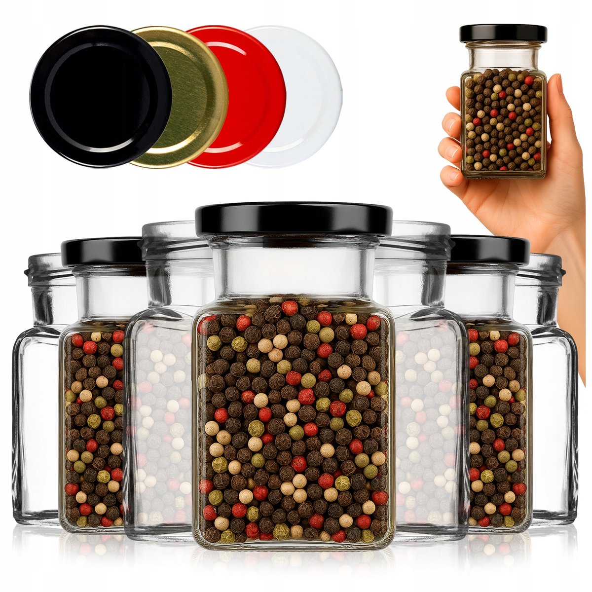 100 szt Słoiki na PRZETWORY KONFITURY MIÓD PRZYPRAWY szklany KWADRAT 150ml