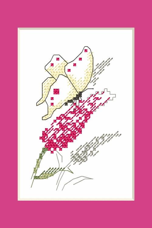 Haft krzyżykowy - Zestaw do haftu - Kartka okolicznościowa - Motyl