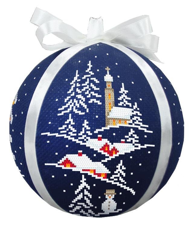 Haft krzyżykowy - Zestaw do haftu - Bombka z widoczkiem