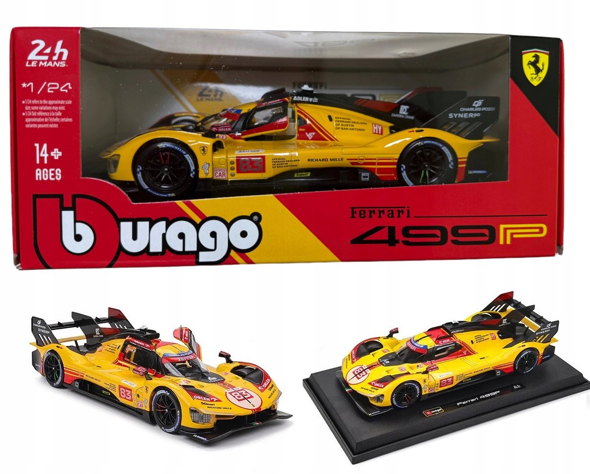Ferrari 499P #83 KUBICA LMH FIA 24h Le Mans 2024 1:24 Bburago 18-26313