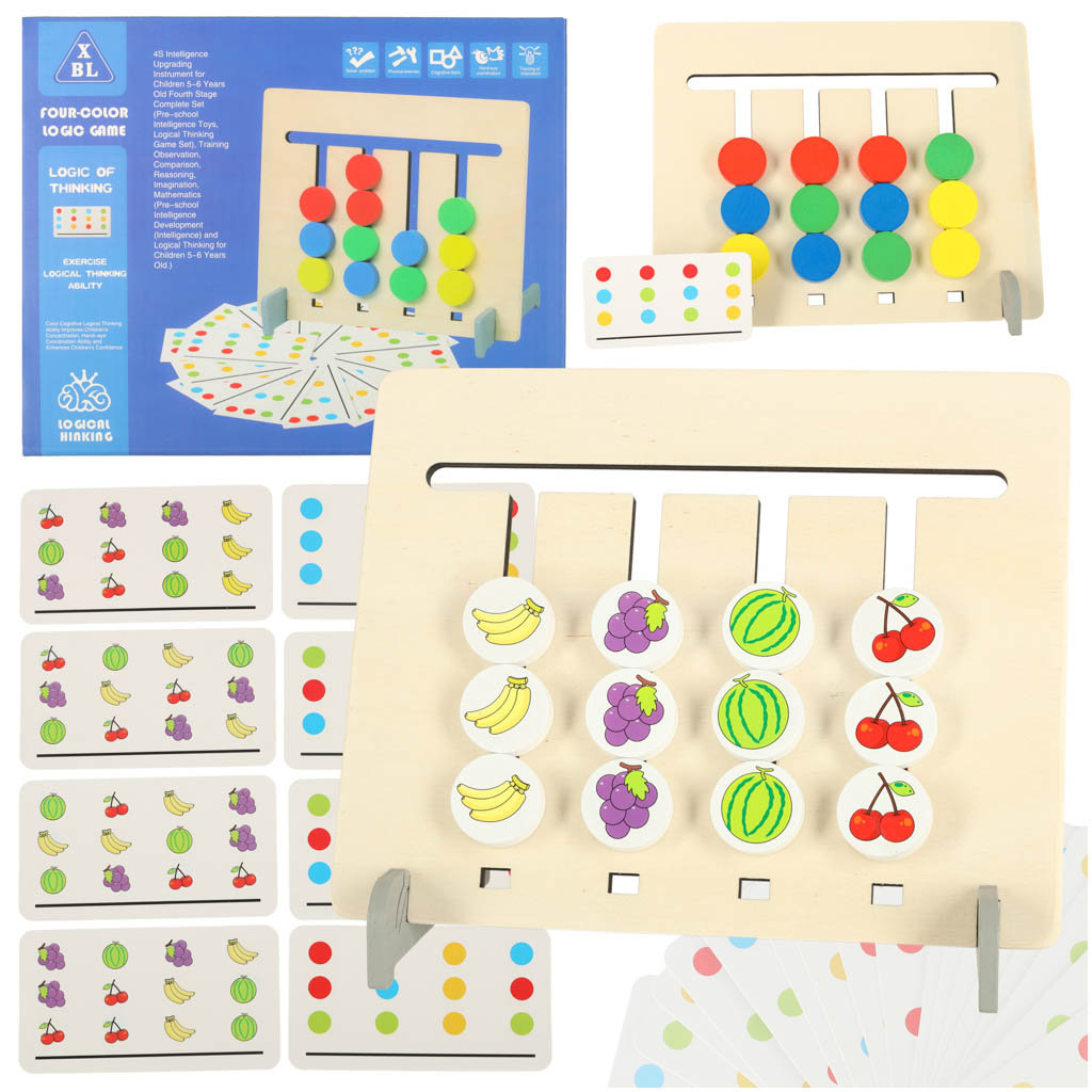 Układanka Drewniana Zabawka Edukacyjna Sorter Dopasuj Kolory Montessori Gra
