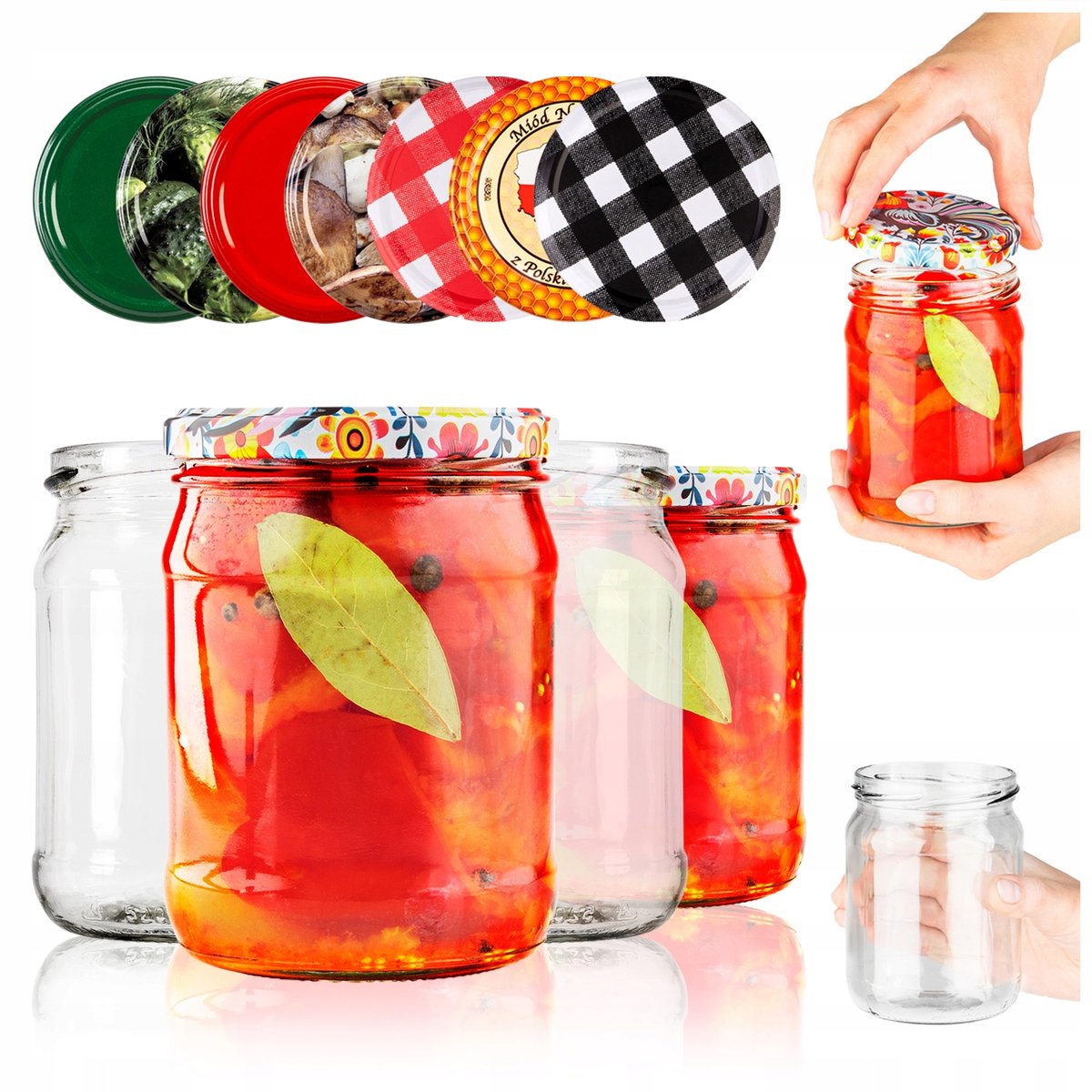 10x SŁOIKI SZKLANE NA DŻEM MIÓD OGÓRKI PRZETWORY GRZYBY 520ML ZAKRĘTKI FI82