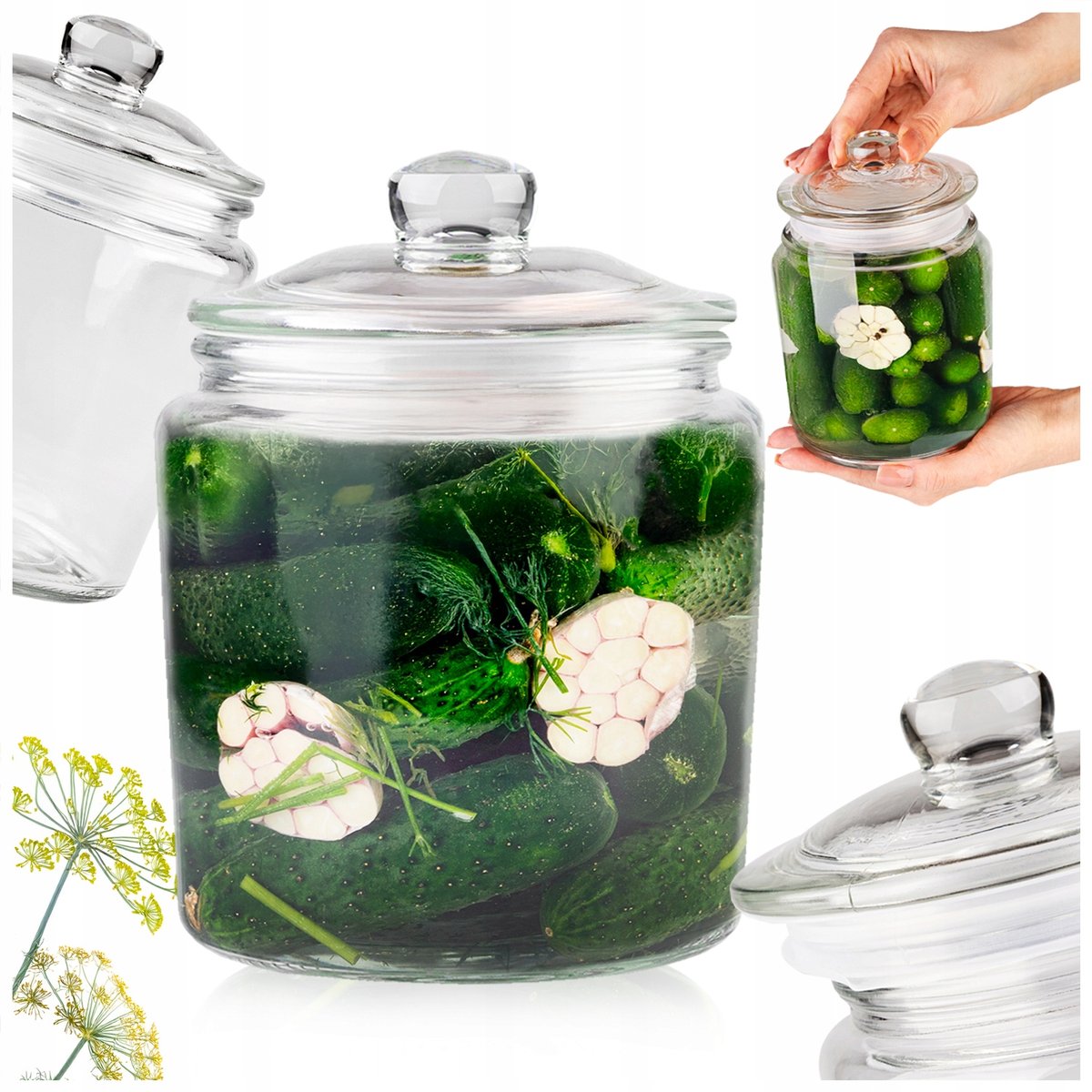 POJEMNIK SZKLANY Z POKRYWKĄ 1L na ŚWIECE CIASTKA słoik SZKŁO TRWAŁY CIACHO