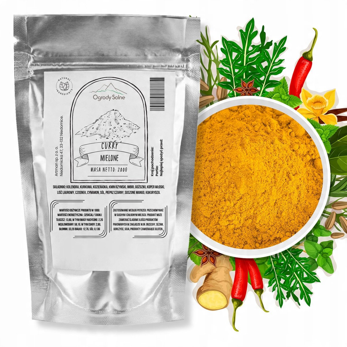 Przyprawa Curry 200 g wysokiej jakości mix ziół przypraw świeże aromatyczne