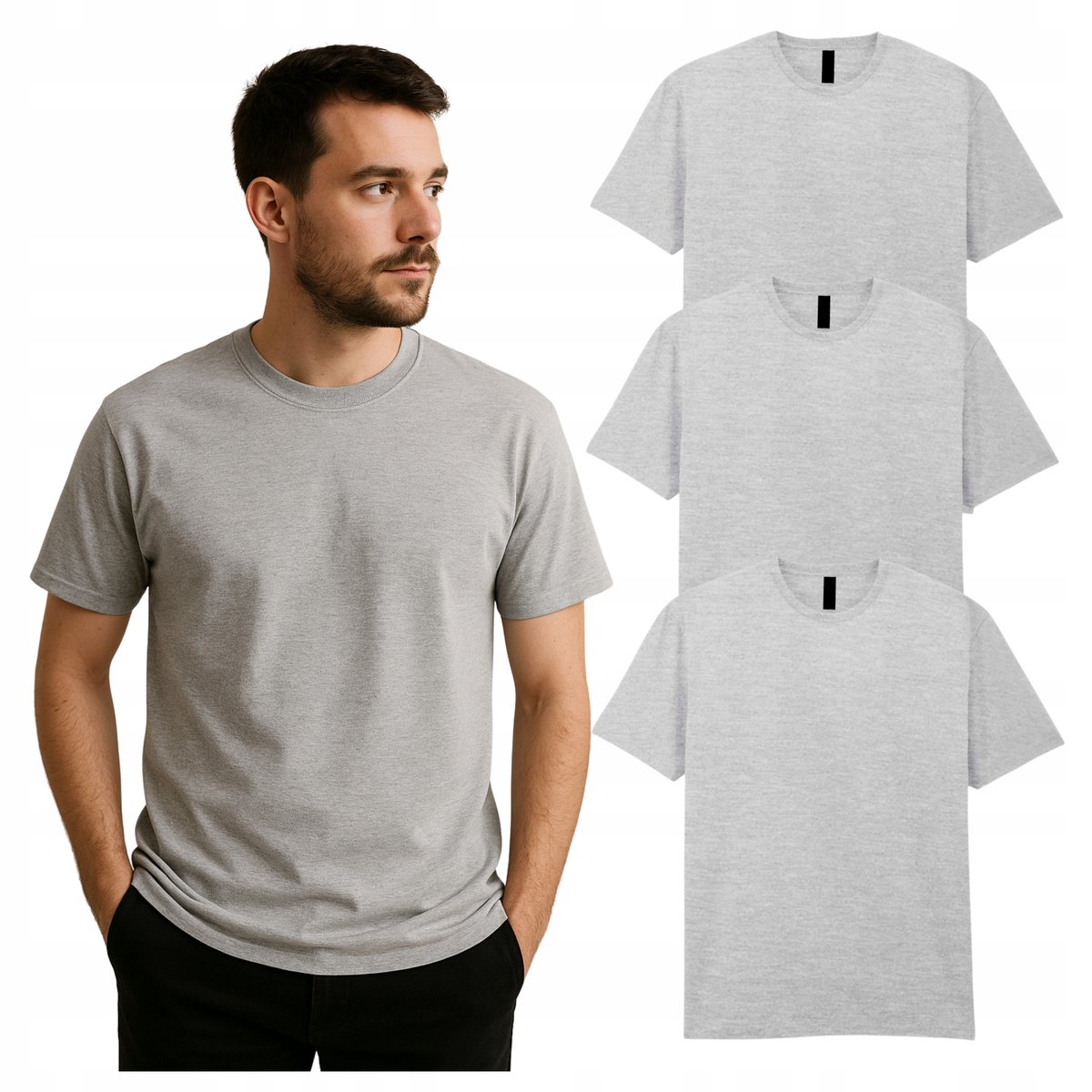 T-SHIRT męski roboczy koszulka męska Bawełna Amerykańska OEKO-TEX 3 pak