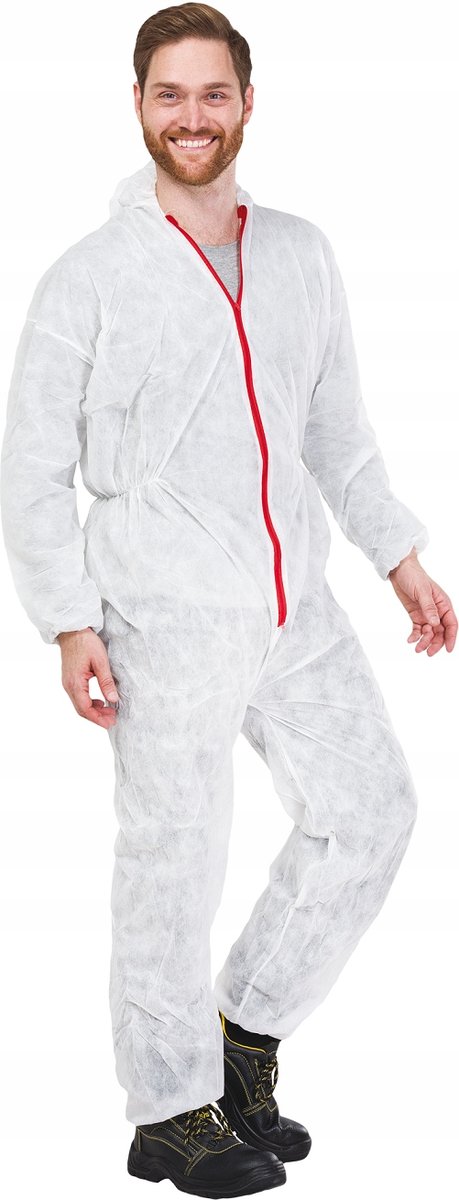 Kombinezon roboczy MALARSKI z polipropylenu BIAŁY na Suwak z Kapturem XXL