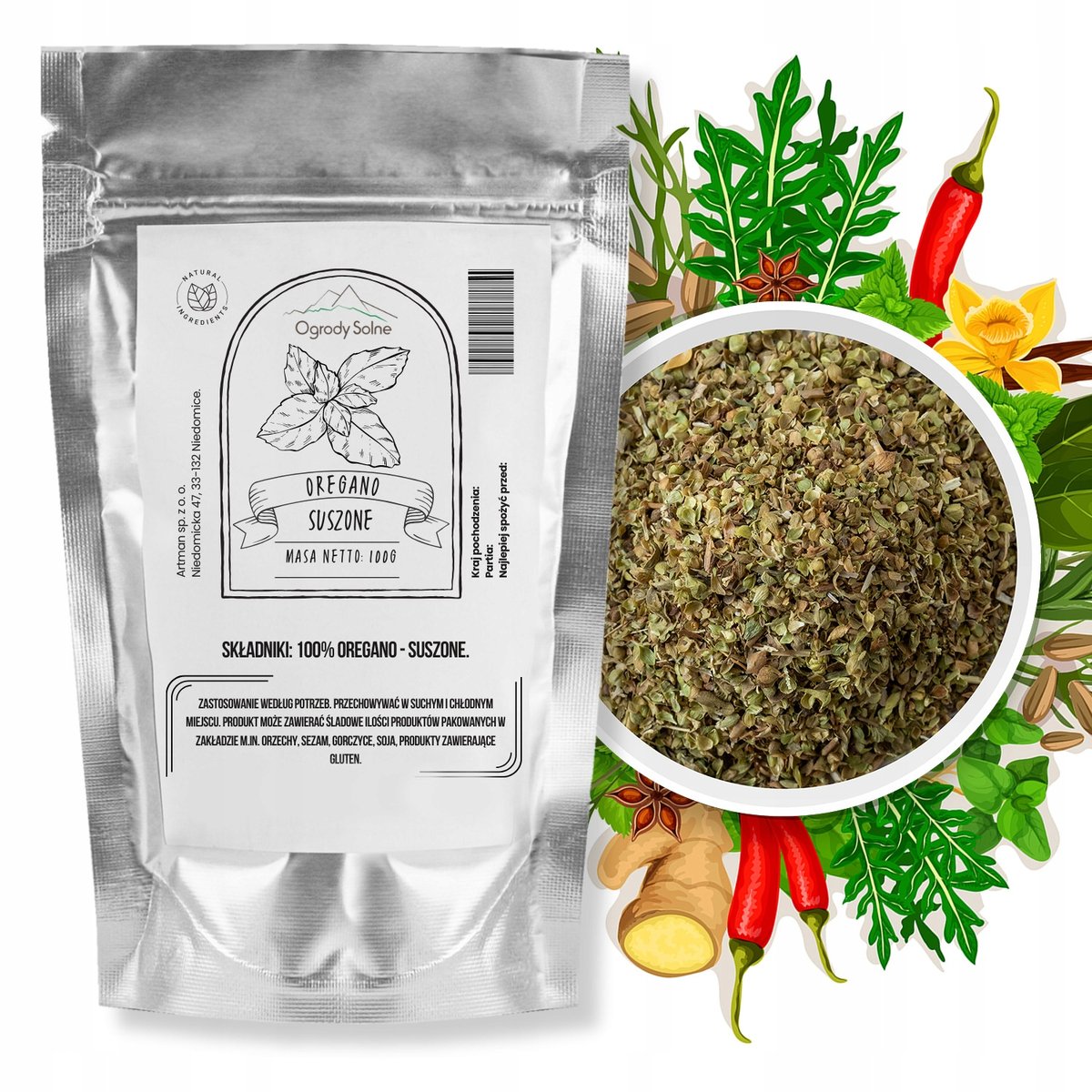 Przyprawa Oregano suszone 100 g wysokiej jakości liść aromatyczne świeże