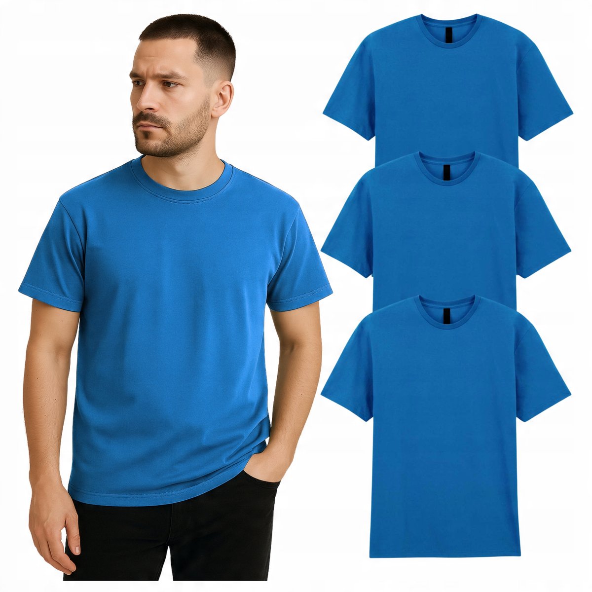 Koszulka męska T-Shirt męski z Krótkim Rękawem Bawełna Amerykańska 3pak M