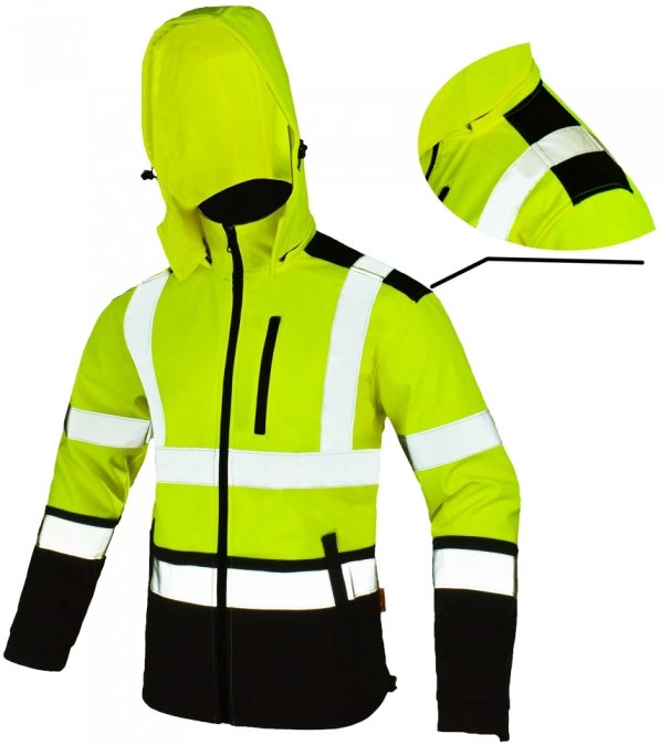 WODOODPORNA kurtka robocza odblaskowa SOFTSHELL ostrzegawcza żółta L