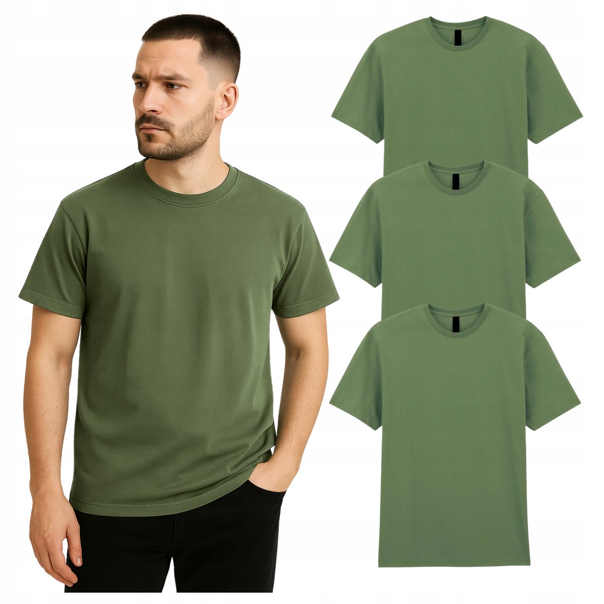 T-SHIRT Koszulka męska Taktyczna Wojskowa robocza Bawełna ZESTAW 3 pak M
