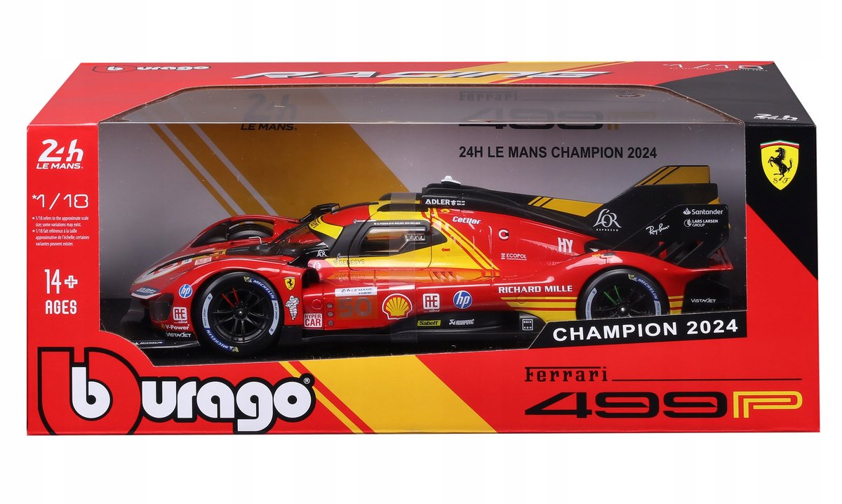 Ferrari 499P #50 LMH FIA 24h Le Mans Hypercar 2024 1:18 Bburago 18-16303