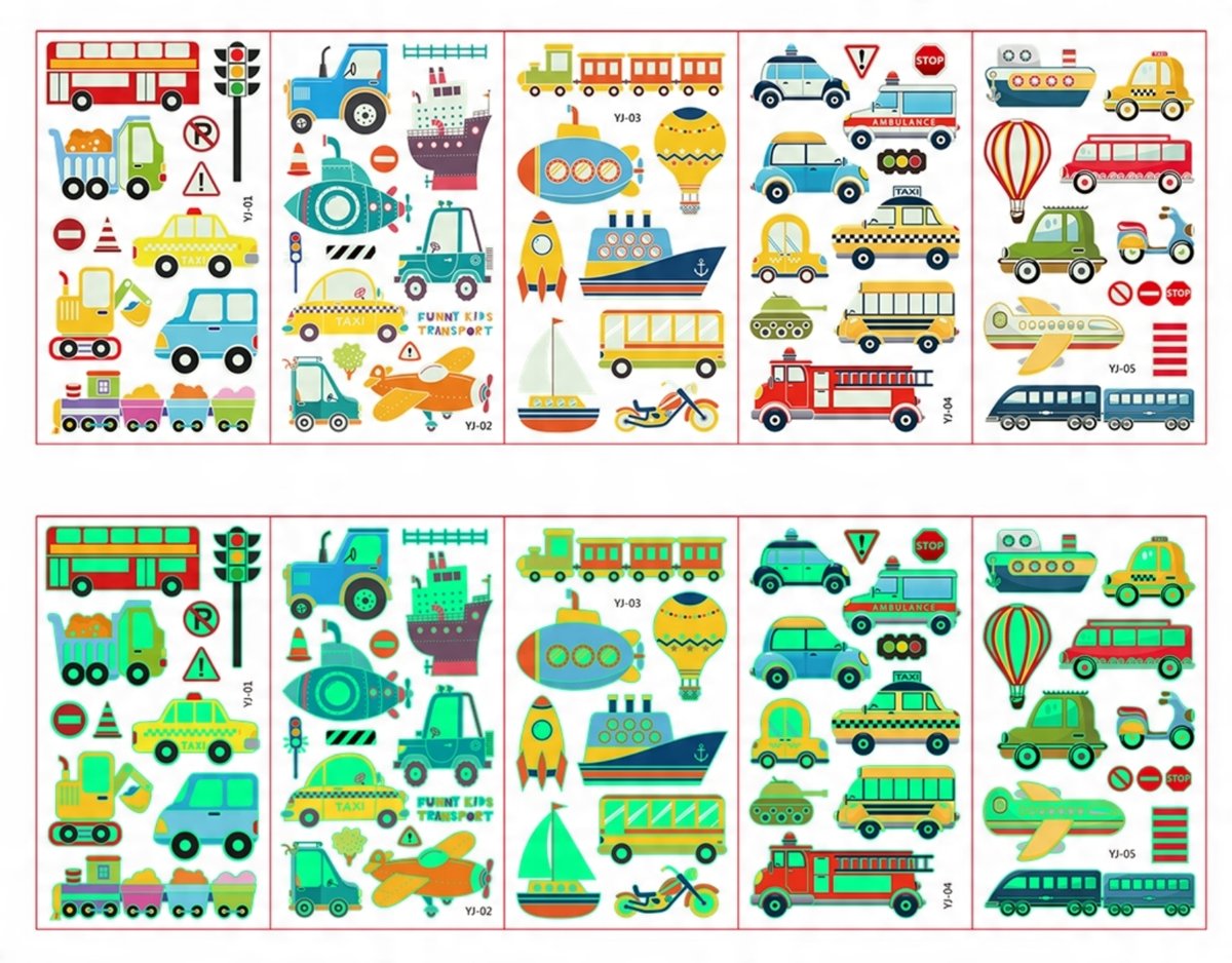 Tatuaże dla dzieci świecące zmywalne dziecięce samochody 5 szt