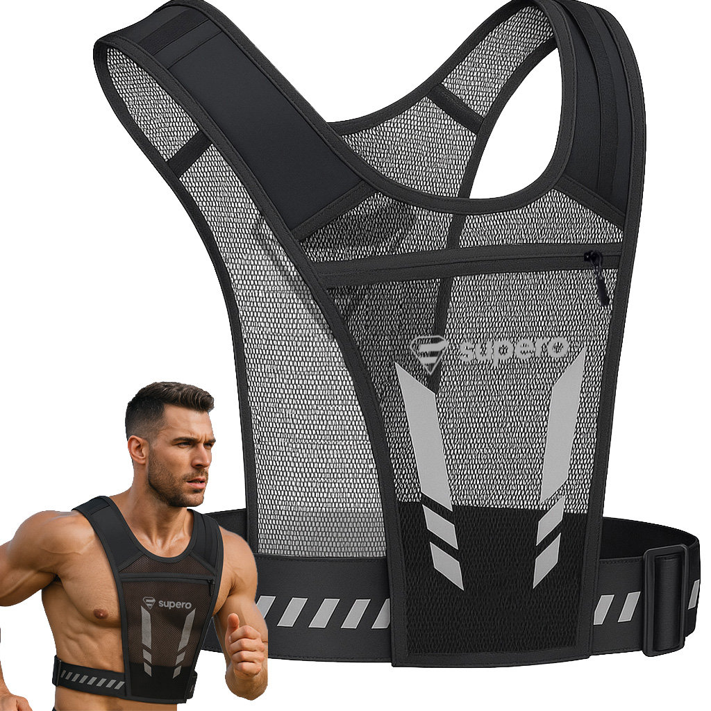 Kamizelka do biegania na rower szelki odblaskowe z kieszeniami lekki plecak