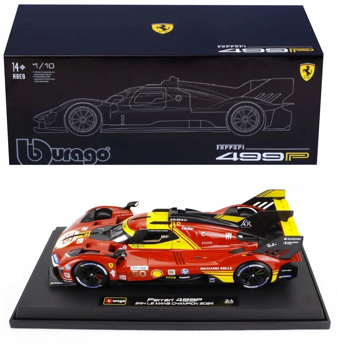 Ferrari 499P #50 LMH FIA 24h Le Mans Hypercar 2024 1:18 Bburago 18-16312