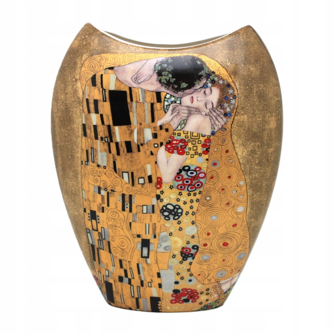 GUSTOWNY PORCELANOWY WAZON NA KWIATY GUSTAV KLIMT POCAŁUNEK