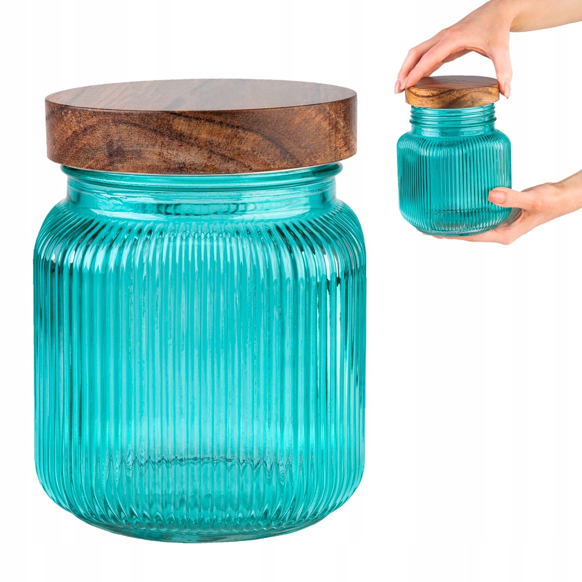 SZKLANY POJEMNIK SŁOIK 1L DO PRZECHOWYWANIA ŻYWNOŚCI Z ZAKRĘTKĄ ELEGANCKI