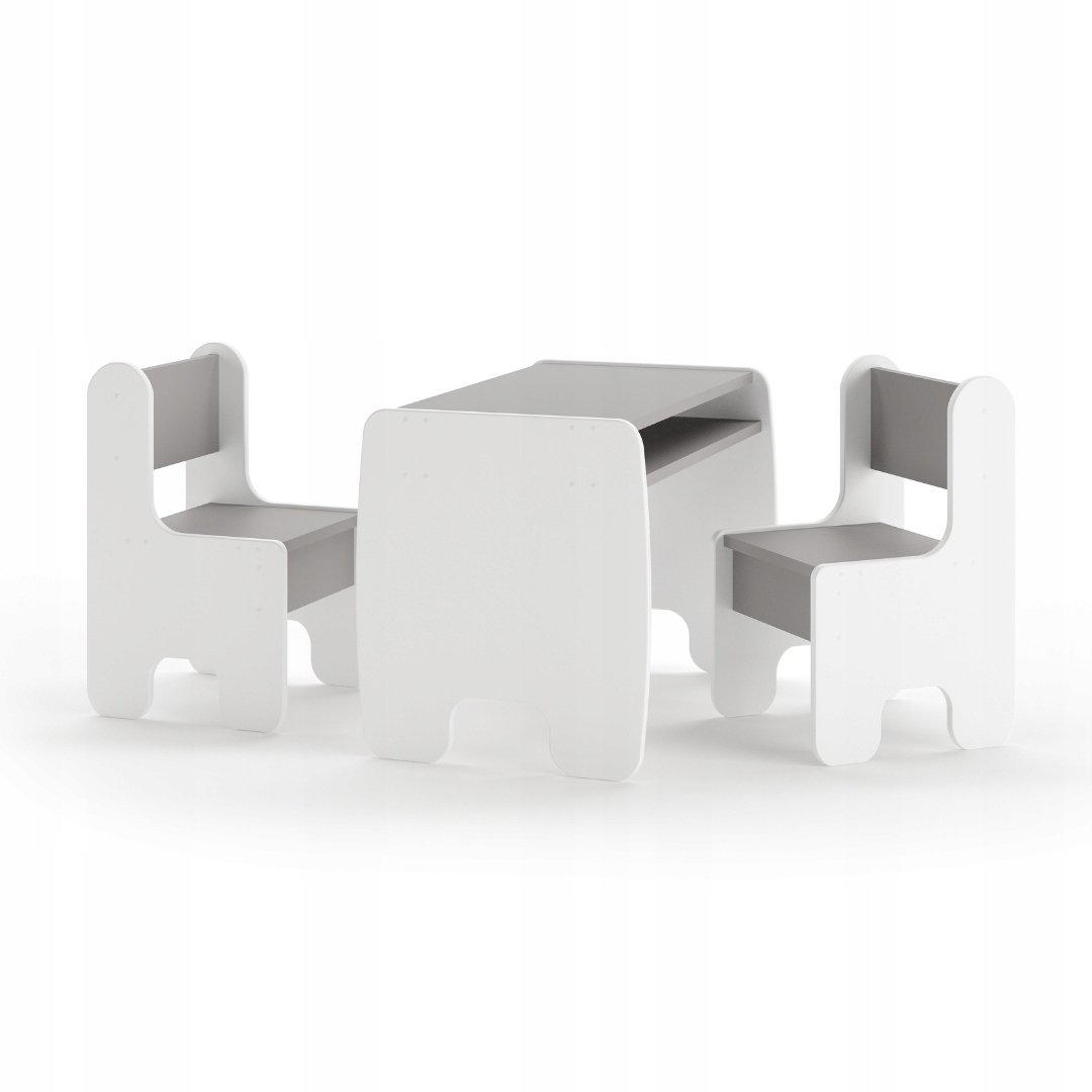 Zestaw mebli dla dzieci TIMI Stolik i dwa krzesełka kolor biały szary