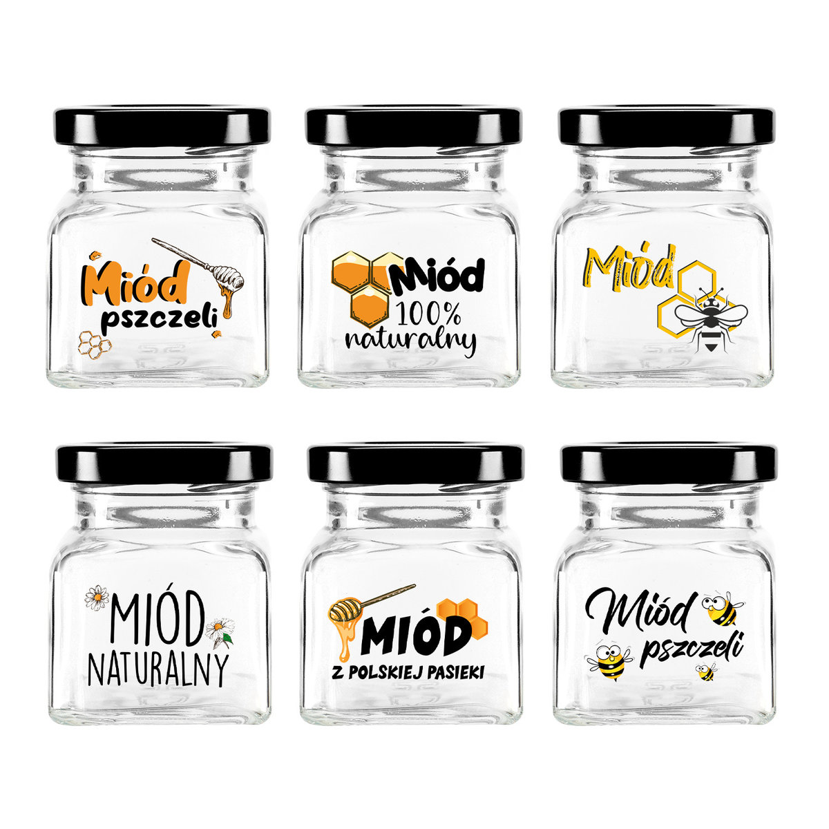 6x SŁOIKI szklane 120 ml z nadrukiem na MIÓD PSZCZELI PREZENT WESELE