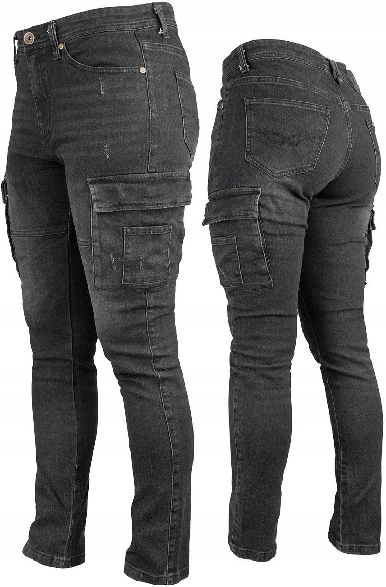Wytrzymałe spodnie męskie JEANS BOJÓWKI robocze jeansy z przetarciami r. 48