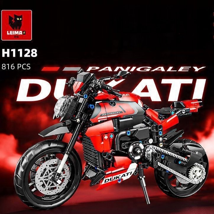 KLOCKI MOTOCYKL SPORTOWY DUKATI CZERWONY 816 EL PREZENT DLA DZIECI ZESTAW